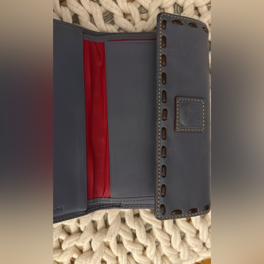 Men's Blue and Red Leather Wallet